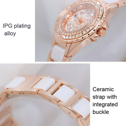 BS Bee Sister FA1490 Ladies Diamond-Set Ceramic Strap Watch(Rose Gold) - Alloy Watches by BS Bee Sister | Online Shopping South Africa | PMC Jewellery | Buy Now Pay Later Mobicred