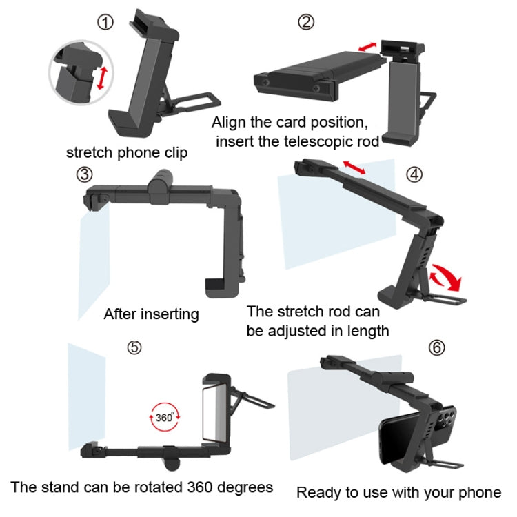 F22 Mobile Phone Screen Amplifier Desktop Lazy Folding Convenient Mobile Phone Stand(Black) - free shipping - PMC TechLife - Order now!