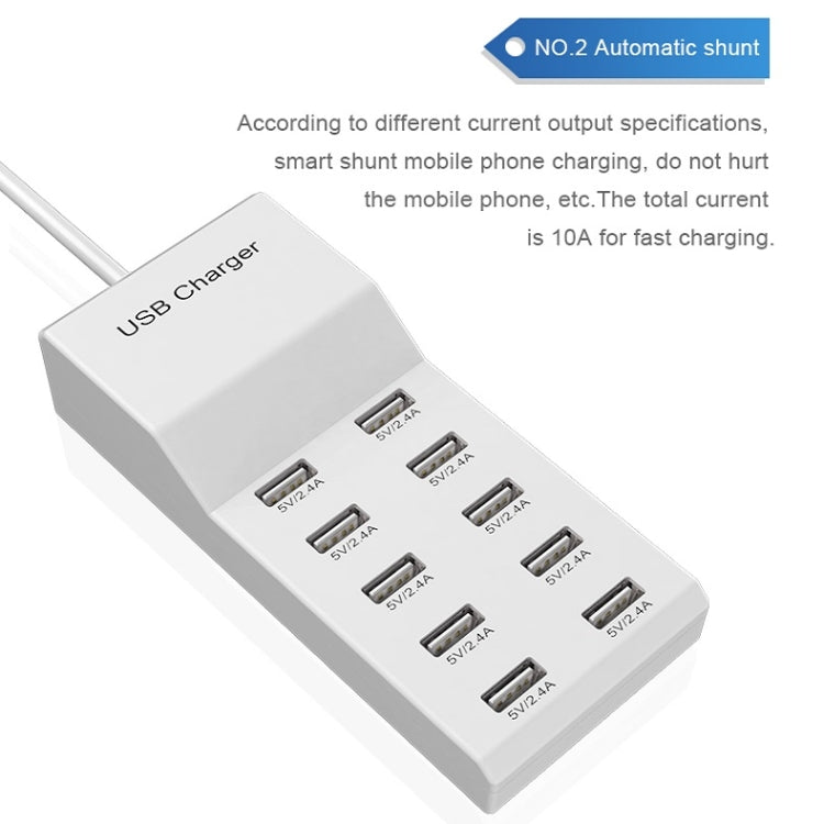 USB Multi-port Charger Mobile Phone Fast Charging Universal Fast Adapter 10 Interface US Plug - Multifunction Charger by PMC TechLife | Online Shopping South Africa | PMC TechLife