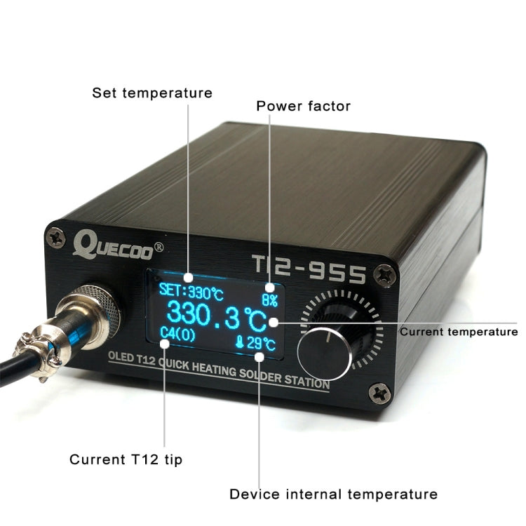 QUECOO 1.3-inch Screen Constant Temperature Soldering Iron, Set: EU Plug (955+907) - free shipping - PMC TechLife - Order now!