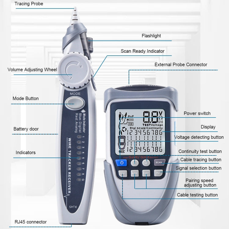 ET612 Network Cable Tester Wire Tracker Battery Voltage POE Test Multi-function Cable Tester - Current & Voltage Tester by PMC TechLife | Online Shopping South Africa | PMC TechLife