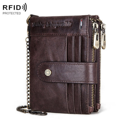 HUMERPAUL BP896 RFID Anti-Theft Brush Dual Zipper Leather Wallet Multi-Card Men Purse(Dark Brown) - Antimagnetic RFID Package by HUMERPAUL | Online Shopping South Africa | PMC Jewellery | Buy Now Pay Later Mobicred