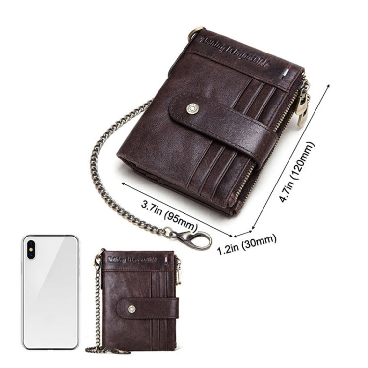 HUMERPAUL BP896 RFID Anti-Theft Brush Dual Zipper Leather Wallet Multi-Card Men Purse(Dark Brown) - Antimagnetic RFID Package by HUMERPAUL | Online Shopping South Africa | PMC Jewellery | Buy Now Pay Later Mobicred