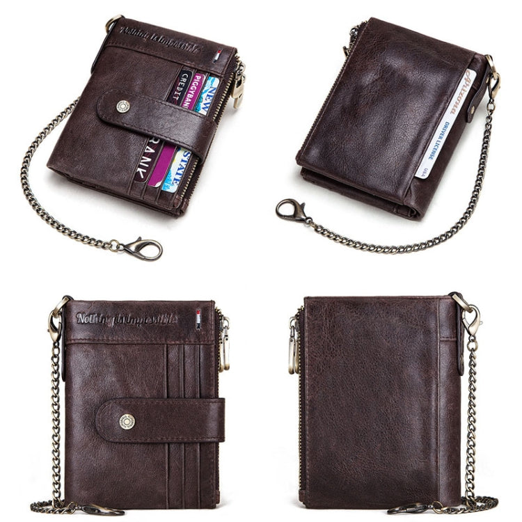 HUMERPAUL BP896 RFID Anti-Theft Brush Dual Zipper Leather Wallet Multi-Card Men Purse(Dark Brown) - Antimagnetic RFID Package by HUMERPAUL | Online Shopping South Africa | PMC Jewellery | Buy Now Pay Later Mobicred