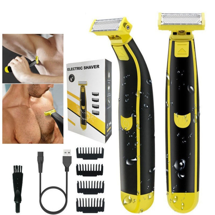 Electric Razor Portable USB Rechargeable Men Shaver(Yellow Black) - Electric Shavers by PMC TechLife | Online Shopping South Africa | PMC TechLife