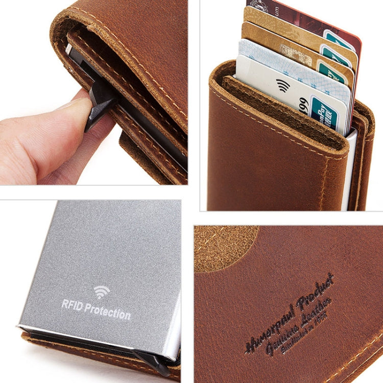 HUMERPAUL BP906 Credit Card Cover RFID Anti-Theft Brush Card Bag(Brown) - Antimagnetic RFID Package by HUMERPAUL | Online Shopping South Africa | PMC Jewellery | Buy Now Pay Later Mobicred