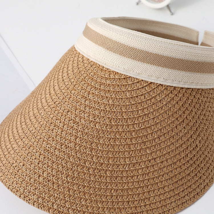 Parent-child Beach Sun Protection Empty Top Sunshade Straw Hat, Color: For Adult (Beige) - Peaked Cap by PMC Jewellery | Online Shopping South Africa | PMC Jewellery