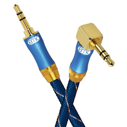 EMK 90-Degree Car 3.5mm Audio Cable Extension Cable, Cable Length: 1M(Blue) - Aux Cable by EMK | Online Shopping South Africa | PMC Jewellery