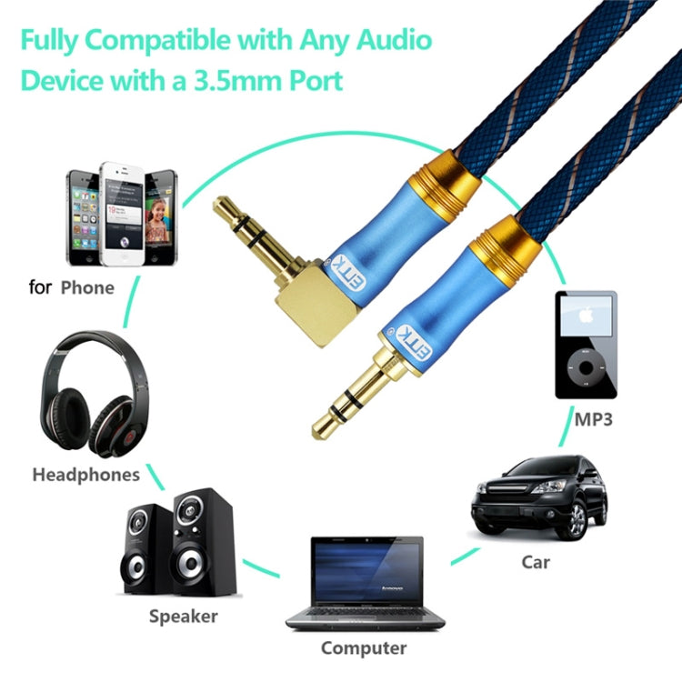 EMK 90-Degree Car 3.5mm Audio Cable Extension Cable, Cable Length: 1M(Blue) - Aux Cable by EMK | Online Shopping South Africa | PMC TechLife | Buy Now Pay Later Mobicred