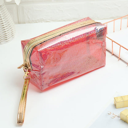 PVC Laser Transparent Portable Cosmetic Bag Travel Toiletry Bag(Red) - Storage Boxes by PMC Jewellery | Online Shopping South Africa | PMC Jewellery