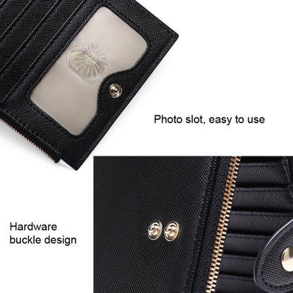 GLQ167  RFID Two-way Folding PU Cross Pattern With Zipper Pocket Wallet(Light Blue) - Antimagnetic RFID Package by PMC Jewellery | Online Shopping South Africa | PMC Jewellery | Buy Now Pay Later Mobicred