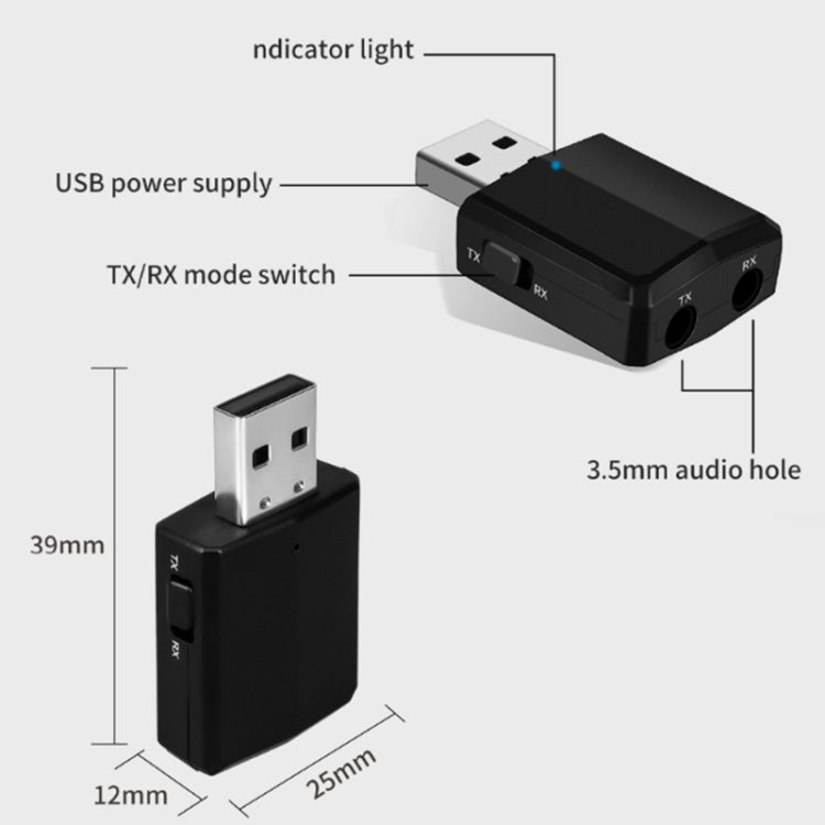 ZF-169 PLUS 3 In 1 Car USB Bluetooth 5.0 Audio Adapter - Audio Receiver Transmitter by PMC Jewellery | Online Shopping South Africa | PMC Jewellery