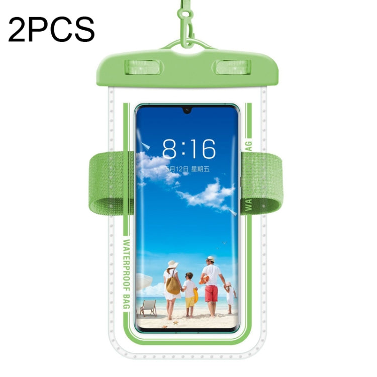 2 PCS Armband Style Transparent Waterproof Cell Phone Case Swimming Cell Phone Bag(Green) - Waterproof Bag by PMC Jewellery | Online Shopping South Africa | PMC Jewellery