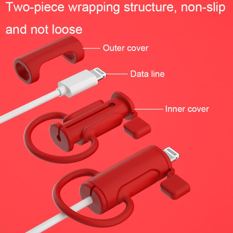 3 PCS Soft Washable Data Cable Silicone Case For Apple, Spec: Type-C (Red) - Cable Organizer by PMC Jewellery | Online Shopping South Africa | PMC Jewellery