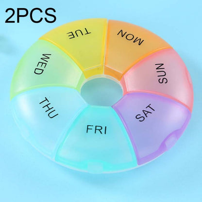 2 PCS Round 7 Days Rainbow Color Portable Pill Box Plastic Seven Grid(Colorful) - Pill Boxes by PMC Jewellery | Online Shopping South Africa | PMC Jewellery