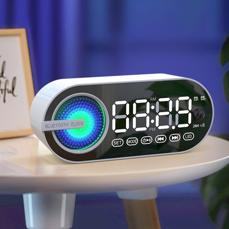 RBT-G30 Mirror Colorful Light Subwoofer Bluetooth Alarm Clock Audio, Spec: Sensor Version (White) - Desktop Speaker by PMC Jewellery | Online Shopping South Africa | PMC Jewellery