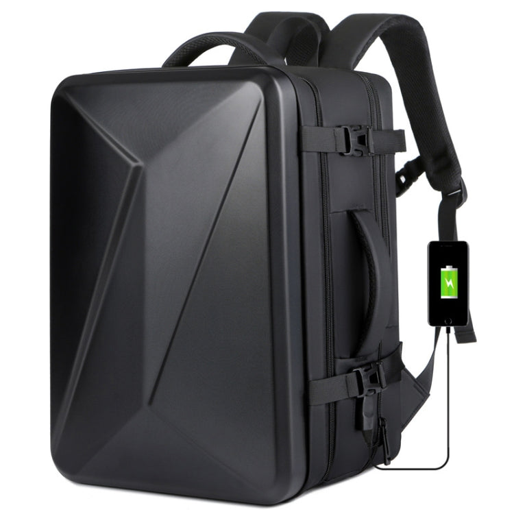 Large-capacity Waterproof Expandable Hard Shell Backpack with USB Charging Hole(162 Black) - Backpack by PMC TechLife | Online Shopping South Africa | PMC TechLife