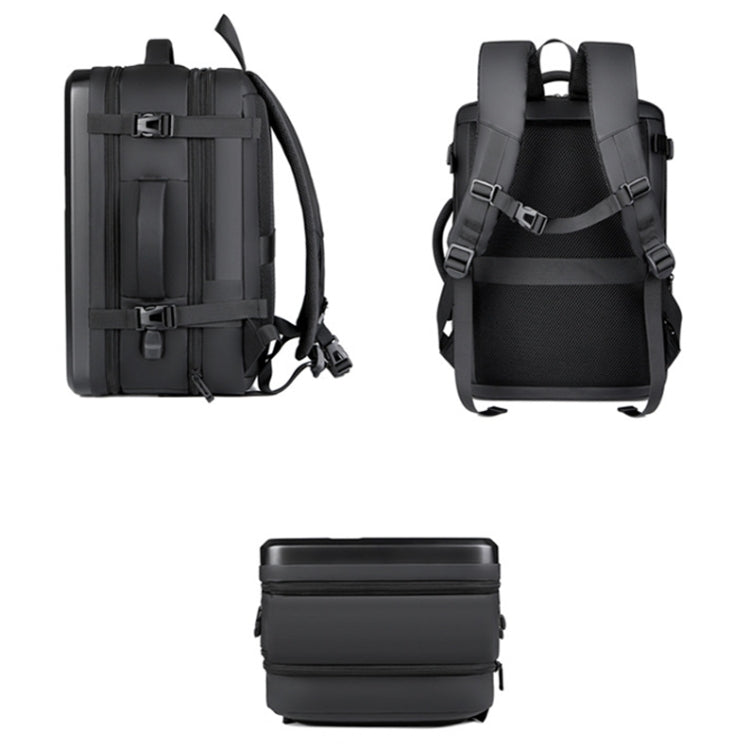 Large-capacity Waterproof Expandable Hard Shell Backpack with USB Charging Hole(162 Black) - Backpack by PMC Jewellery | Online Shopping South Africa | PMC Jewellery