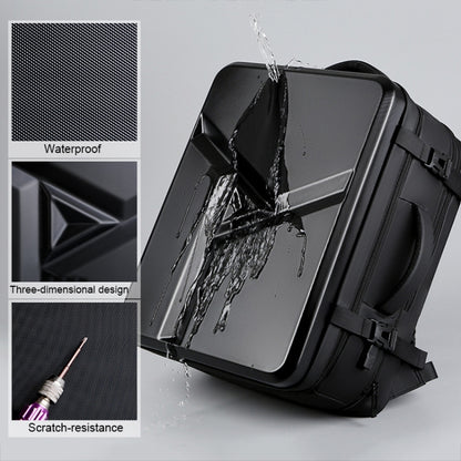 Large-capacity Waterproof Expandable Hard Shell Backpack with USB Charging Hole(162 Black) - Backpack by PMC Jewellery | Online Shopping South Africa | PMC Jewellery