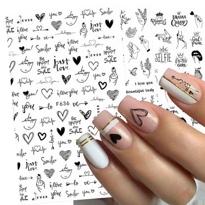 10 PCS Cartoon Heart Letters Comic Character Nail Art Sticker 3D Adhesive Nail Stickers(F637) - Nail Stickers by PMC Jewellery | Online Shopping South Africa | PMC Jewellery