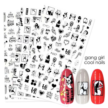 10 PCS Cartoon Heart Letters Comic Character Nail Art Sticker 3D Adhesive Nail Stickers(F640) - Nail Stickers by PMC Jewellery | Online Shopping South Africa | PMC Jewellery