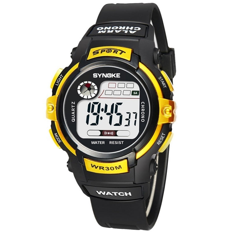 SYNOKE 99569 Children LCD Luminous Waterproof Electronic Sports Watch(Black Gold) - LED Digital Watches by SYNOKE | Online Shopping South Africa | PMC Jewellery | Buy Now Pay Later Mobicred