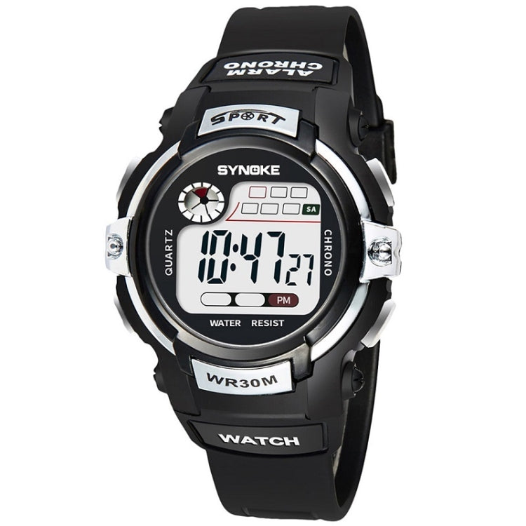 SYNOKE 99569 Children LCD Luminous Waterproof Electronic Sports Watch(Black Silver) - LED Digital Watches by SYNOKE | Online Shopping South Africa | PMC Jewellery | Buy Now Pay Later Mobicred