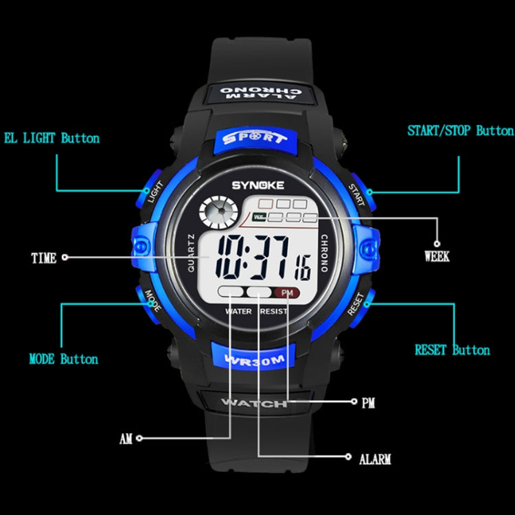 SYNOKE 99569 Children LCD Luminous Waterproof Electronic Sports Watch(Black Gold) - LED Digital Watches by SYNOKE | Online Shopping South Africa | PMC Jewellery | Buy Now Pay Later Mobicred