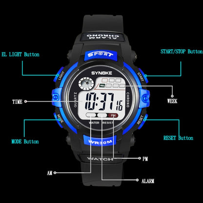 SYNOKE 99569 Children LCD Luminous Waterproof Electronic Sports Watch(Black Blue) - LED Digital Watches by SYNOKE | Online Shopping South Africa | PMC Jewellery | Buy Now Pay Later Mobicred