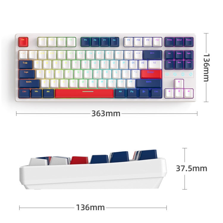 ZIYOU LANG K87 87-key RGB Bluetooth / Wireless / Wired Three Mode Game Keyboard, Cable Length: 1.5m, Style: Banana Shaft (Micr-light) - Wireless Keyboard by ZIYOU LANG | Online Shopping South Africa | PMC Jewellery | Buy Now Pay Later Mobicred