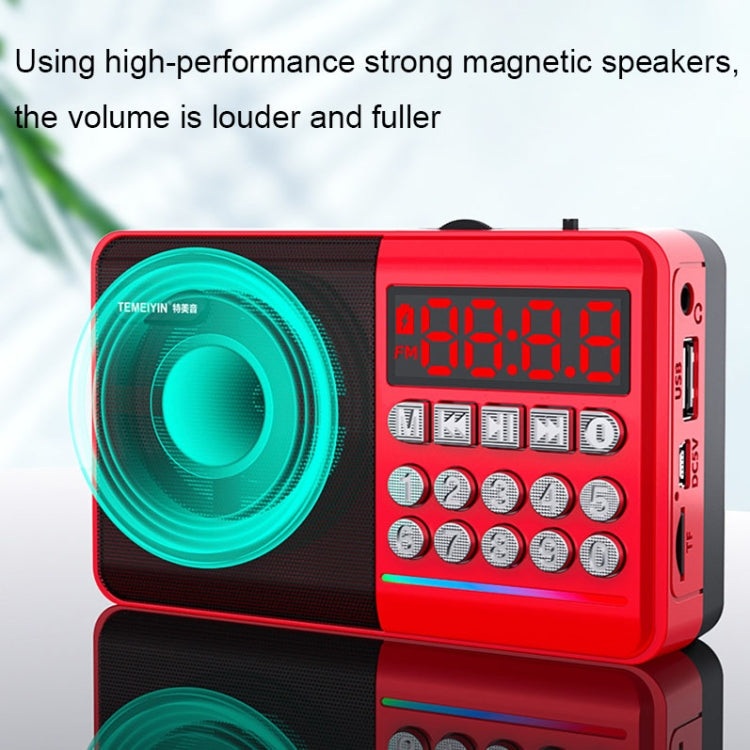 TEMEIYIN LED Digital Display Card Bluetooth Radio Speaker Morning Exercise Portable Player, Color: Red - Desktop Speaker by TEMEIYIN | Online Shopping South Africa | PMC Jewellery