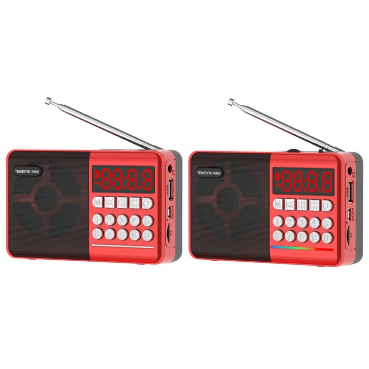 TEMEIYIN LED Digital Display Card Bluetooth Radio Speaker Morning Exercise Portable Player, Color: Red with Light - free shipping - PMC TechLife - Order now!