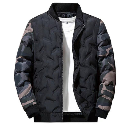 Men Jacket Winter Down Cotton Jacket Camouflage Baseball Jacket, Size: 3XL(Grey) - Cardigan by PMC Jewellery | Online Shopping South Africa | PMC Jewellery