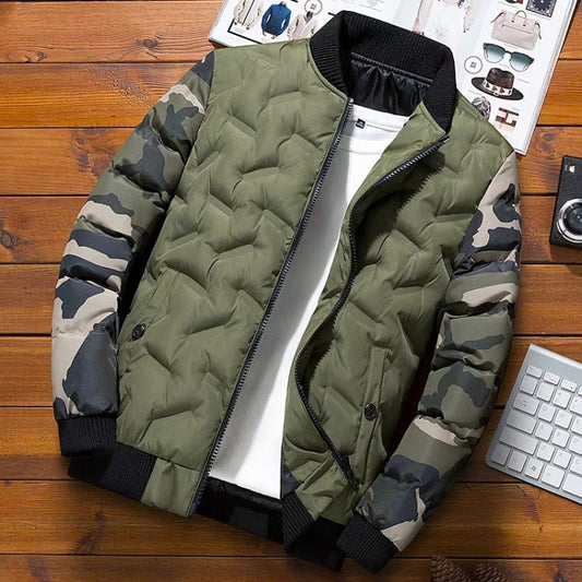 Men Jacket Winter Down Cotton Jacket Camouflage Baseball Jacket, Size: 2XL(Green) - Cardigan by PMC Jewellery | Online Shopping South Africa | PMC Jewellery