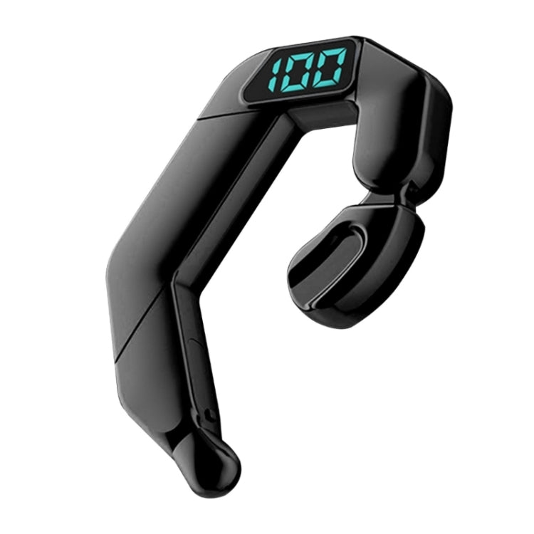 V19 Bone Conduction Digital Display Stereo Hanging Ear Sports Bluetooth Headset(Black) - Bluetooth Earphone by PMC TechLife | Online Shopping South Africa | PMC TechLife