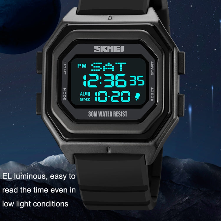 SKMEI 1875 Men Outdoor Electronic Watch Timing Multi-Functional Watch, Style: Silicone Band Black Machine - Silicone Strap Watches by SKMEI | Online Shopping South Africa | PMC Jewellery | Buy Now Pay Later Mobicred