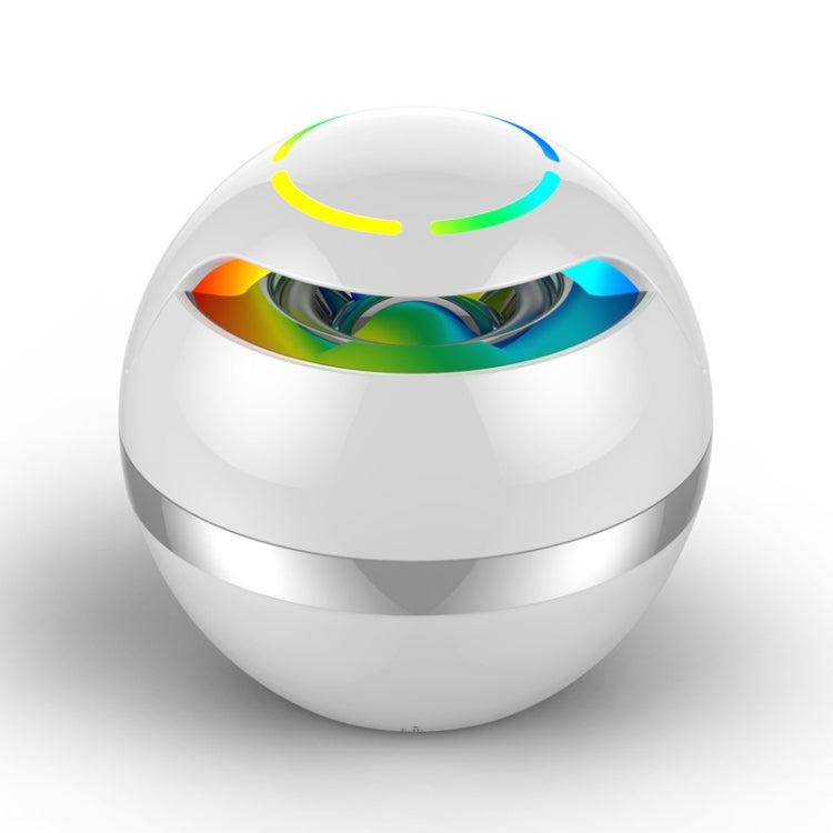 GS009 Bluetooth 4.2 Round Ball Small Speaker With Colorful Light Support TF Card / FM(White) - Desktop Speaker by PMC Jewellery | Online Shopping South Africa | PMC Jewellery