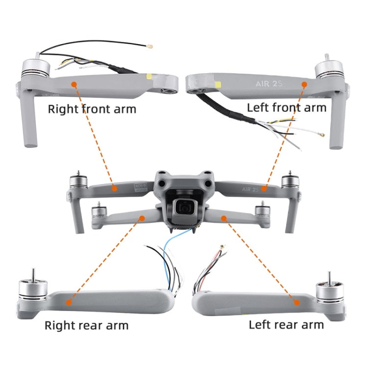 for DJI Mavic Air 2S Right Rear Arm Front And Rear Machine Arm Shell Repair Accessories - For DJI Mavic Series by PMC TechLife | Online Shopping South Africa | PMC TechLife
