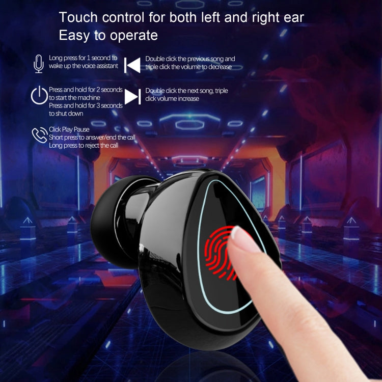 SKY10 Charging Bin Stereo Digital Display Mini Invisible Bluetooth Headset(Black) - Bluetooth Earphone by PMC TechLife | Online Shopping South Africa | PMC TechLife