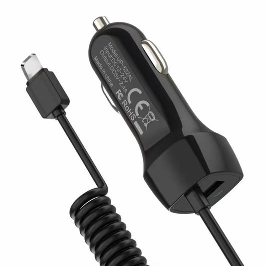 522AL Fast Charging With Cable Car Charging, Output Interface: 8 Pin (Black) - Car Charger by PMC Jewellery | Online Shopping South Africa | PMC Jewellery