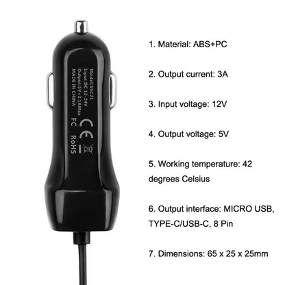 522AL Fast Charging With Cable Car Charging, Output Interface: Type-C/USB-C (Black) - Car Charger by PMC Jewellery | Online Shopping South Africa | PMC Jewellery