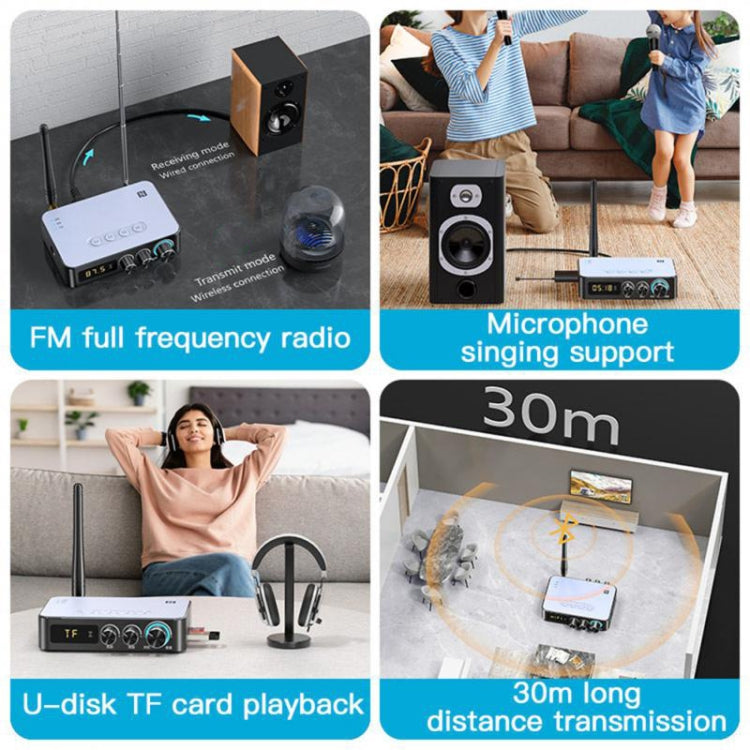 M9 Pro 5.1 Bluetooth Receiver Launcher FM Radio 4 In 1 NFC Audio Adapter - Audio Receiver Transmitter by PMC Jewellery | Online Shopping South Africa | PMC Jewellery