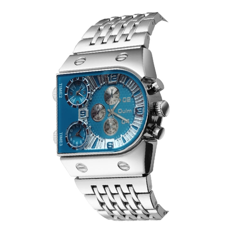 Oulm 9315 Multi Time Zone Large Dial Luminous Men Watch Steel Strap Casual Quartz Watch(Silver) - Alloy Watches by Oulm | Online Shopping South Africa | PMC Jewellery | Buy Now Pay Later Mobicred