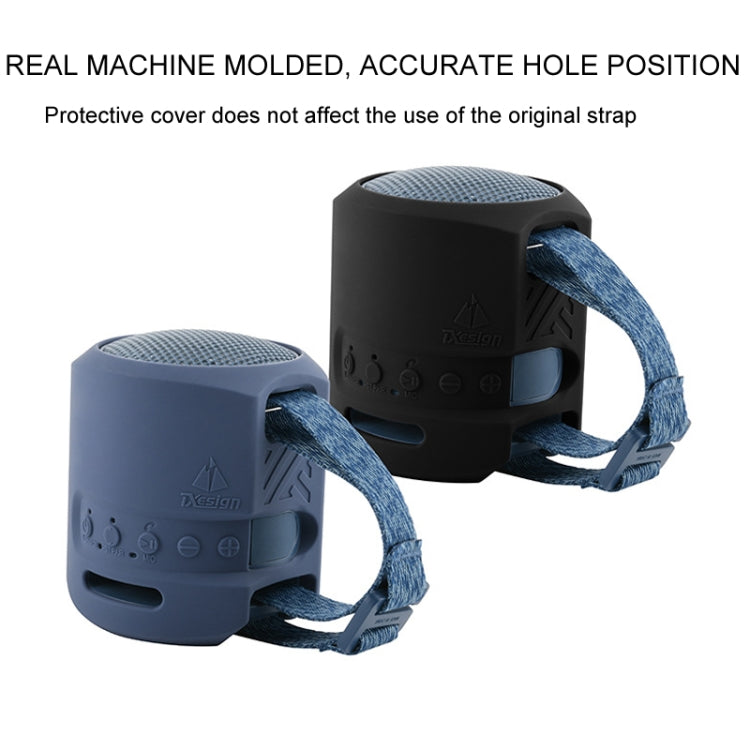 For Sony SRS-XB13 Speaker Silicone Case With Hook And Loop Fastener Strap(Black) - Protective Case by PMC TechLife | Online Shopping South Africa | PMC TechLife