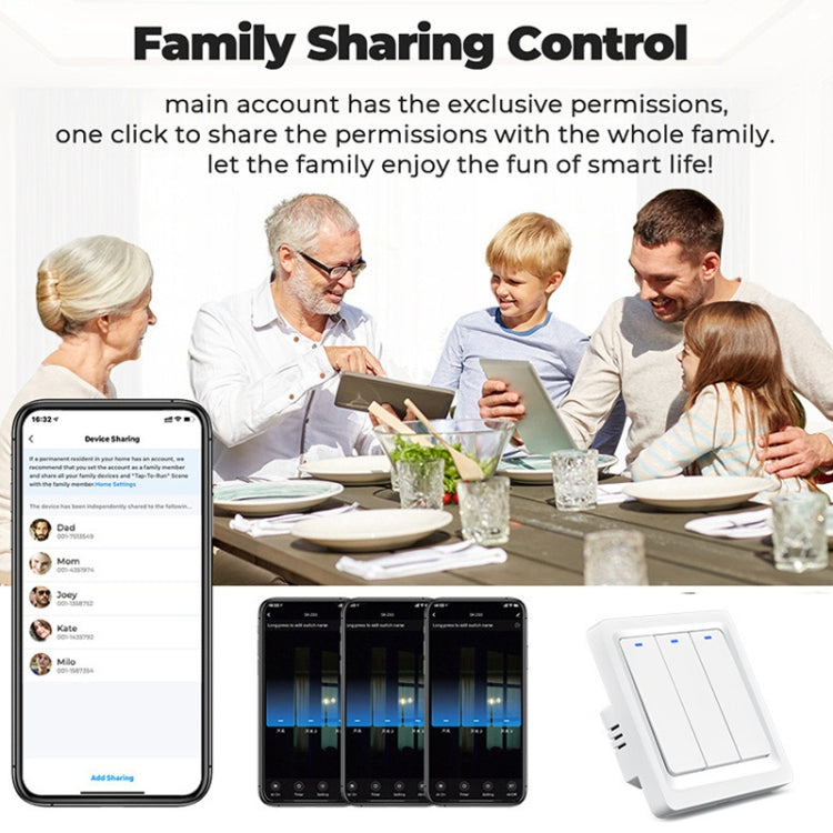 Tuya ZigBee Smart Single-fire Zero-fire Sharing Switch Phone Control Voice Panel EU Plug, Spec: 1 Button - Smart Switch by PMC TechLife | Online Shopping South Africa | PMC TechLife
