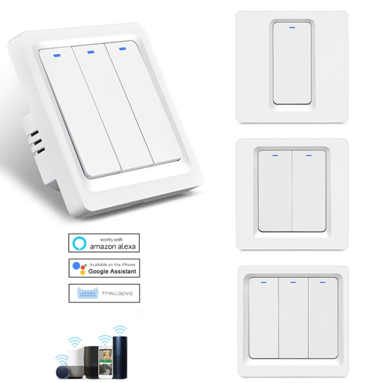 Tuya ZigBee Smart Single-fire Zero-fire Sharing Switch Phone Control Voice Panel EU Plug, Spec: 2 Buttons - Smart Switch by PMC TechLife | Online Shopping South Africa | PMC TechLife