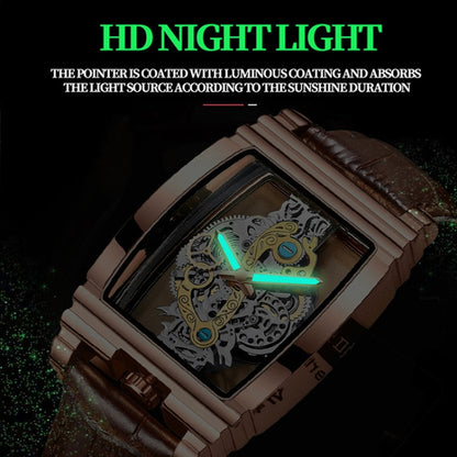 BINBOND B5011 Gear Hollow Outdoor Waterproof Luminous Men Business Watches(Black Steel Steel Strap) - Metal Strap Watches by BINBOND | Online Shopping South Africa | PMC Jewellery | Buy Now Pay Later Mobicred