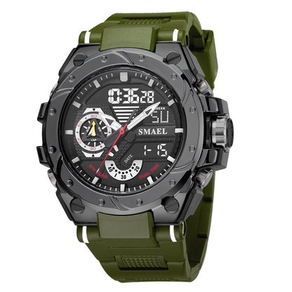 SMAEL 8060 Waterproof Sports Alloy Men Watch Luminous Display HD Mirror Watch(Army Green) - LED Digital Watches by SMAEL | Online Shopping South Africa | PMC Jewellery | Buy Now Pay Later Mobicred