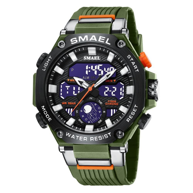 SMAEL 8069 Outdoor Multifunctional Waterproof Sports Alloy Luminous Watch(Army Green) - LED Digital Watches by SMAEL | Online Shopping South Africa | PMC Jewellery | Buy Now Pay Later Mobicred