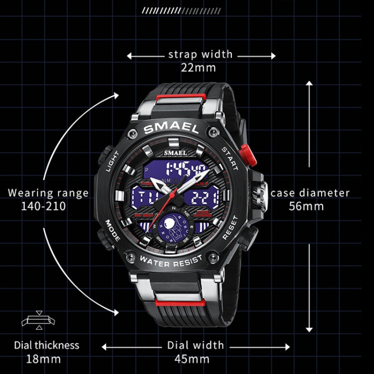 SMAEL 8069 Outdoor Multifunctional Waterproof Sports Alloy Luminous Watch(Black) - LED Digital Watches by SMAEL | Online Shopping South Africa | PMC Jewellery | Buy Now Pay Later Mobicred